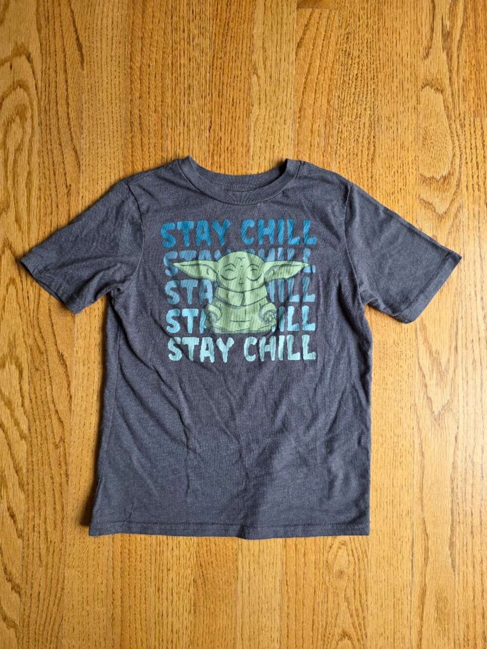 Star Wars Baby Yoda Chill T-Shirt | Boy's Medium Size 8 | Gray Blue Green